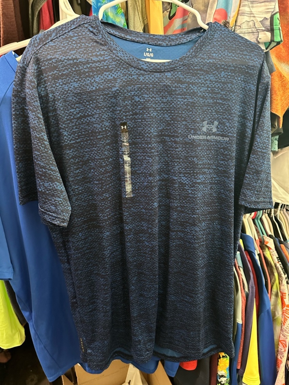 NWT Under Armour Rush Seamless Short Sleeve Mesh T-Shirt Blue Gray